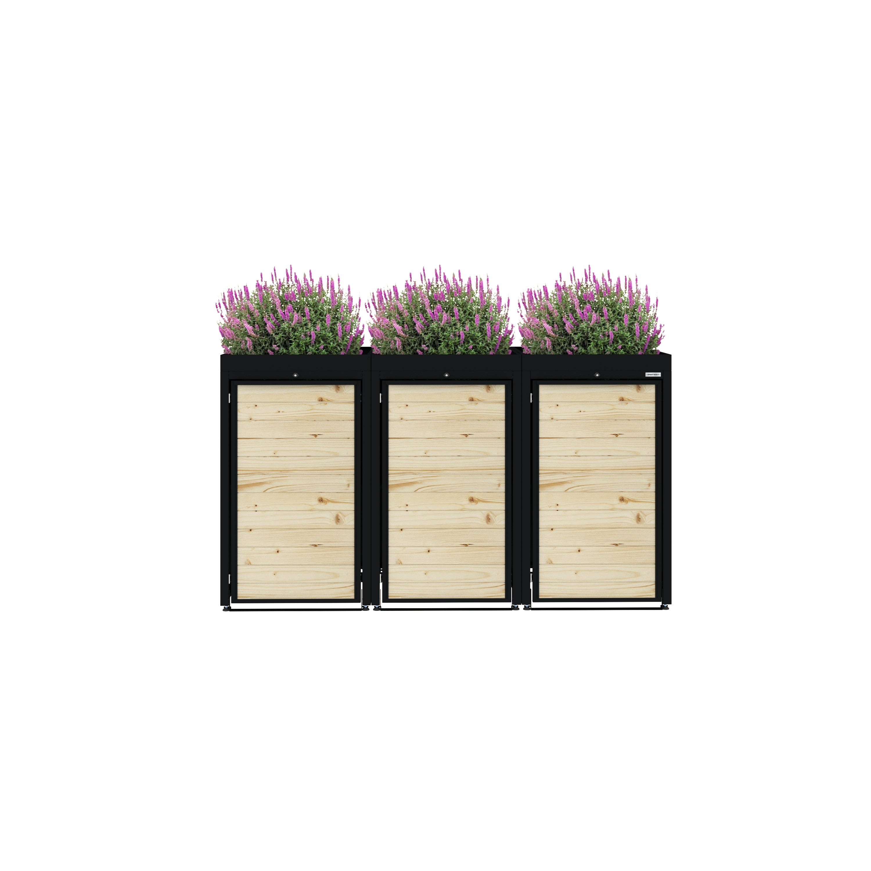 Obudowa na 3 kosze na śmieci - Model FLORA 03 / WOOD