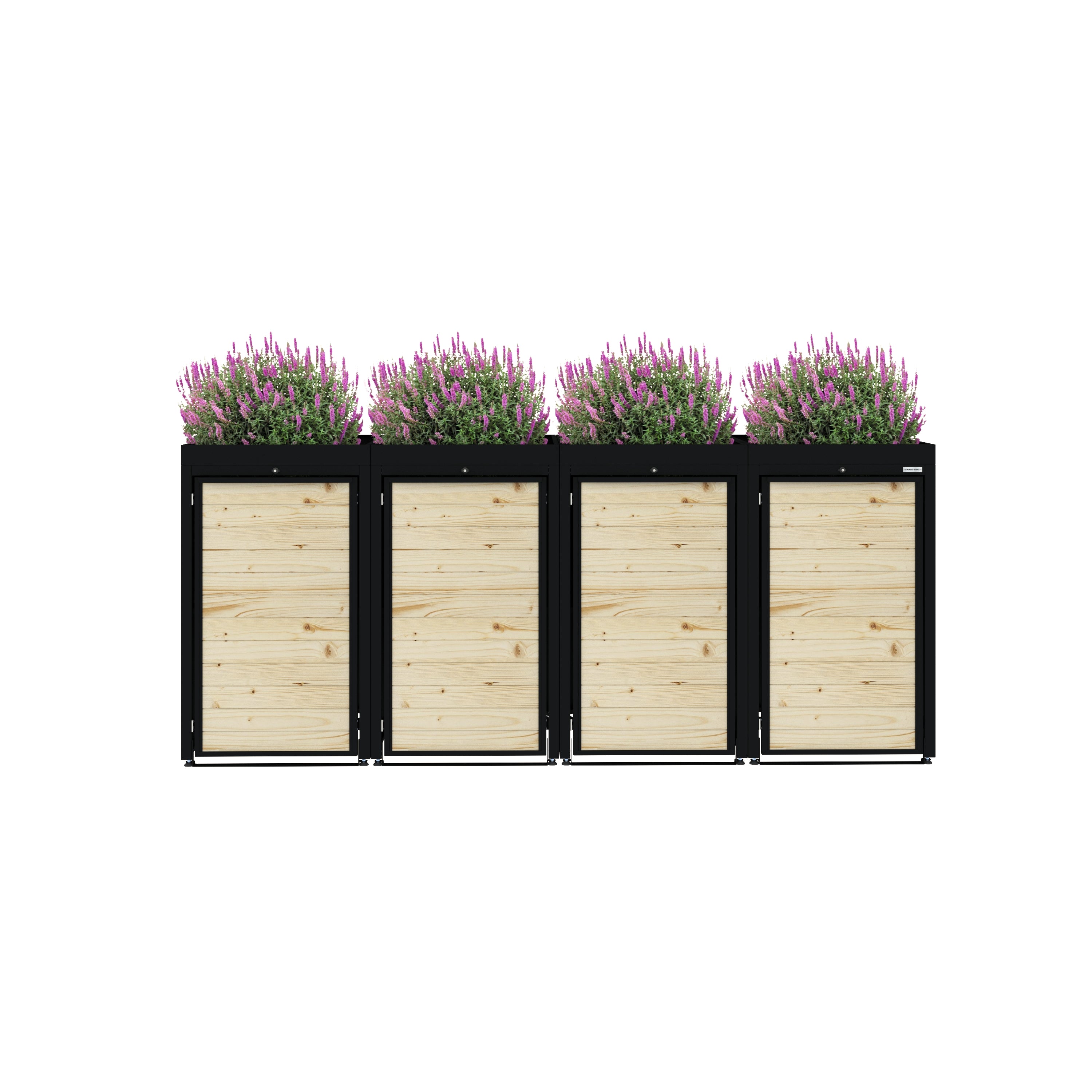 Obudowa na 4 kosze na śmieci - Model FLORA 04 / WOOD